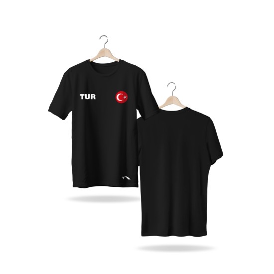 Türkiye Tişörtü – Bayraklı & Özel Tasarım Seçenekli- Siyah