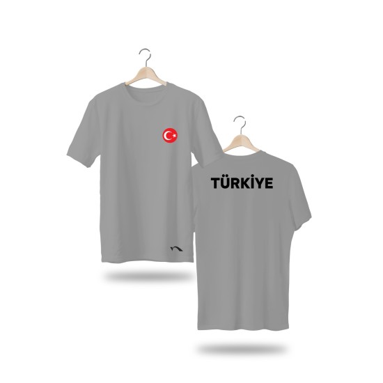 Türkiye Tişörtü – Bayraklı & Özel Tasarım Seçenekli- Gri