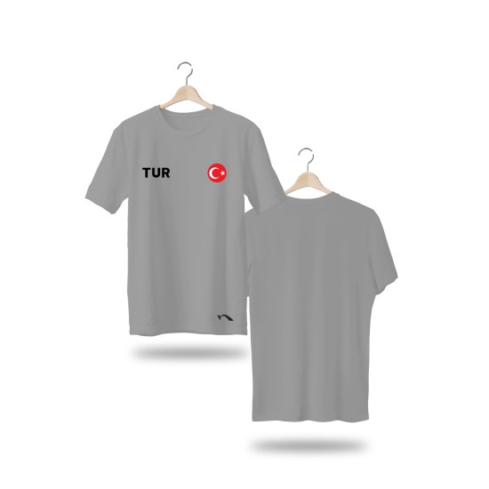 Türkiye Tişörtü – Bayraklı & Özel Tasarım Seçenekli- Gri
